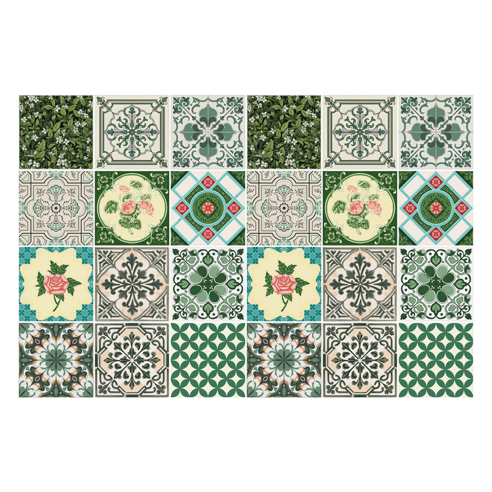 Samolepka na dlaždice Květinové motivy a listy