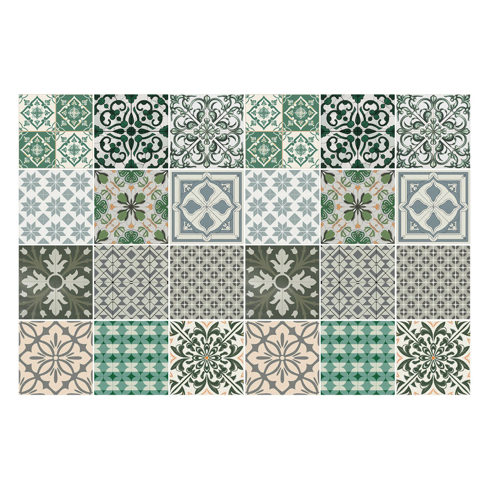 Samolepka na dlaždice Rostlinné a geometrické motivy