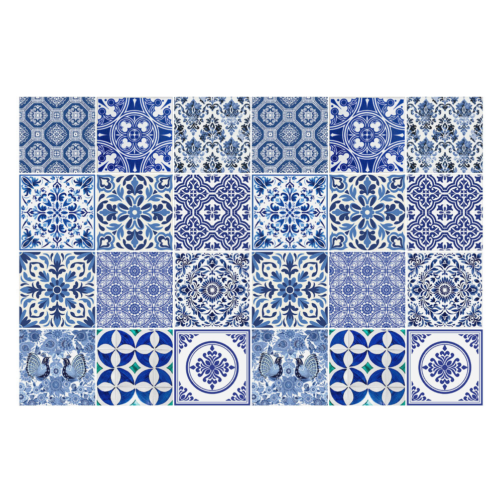 Nálepka na dlaždice Květinové a geometrické motivy