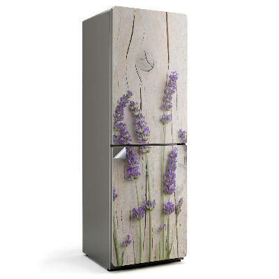 Nálepky na chladničku Květy levandule na dřevěné pozadí