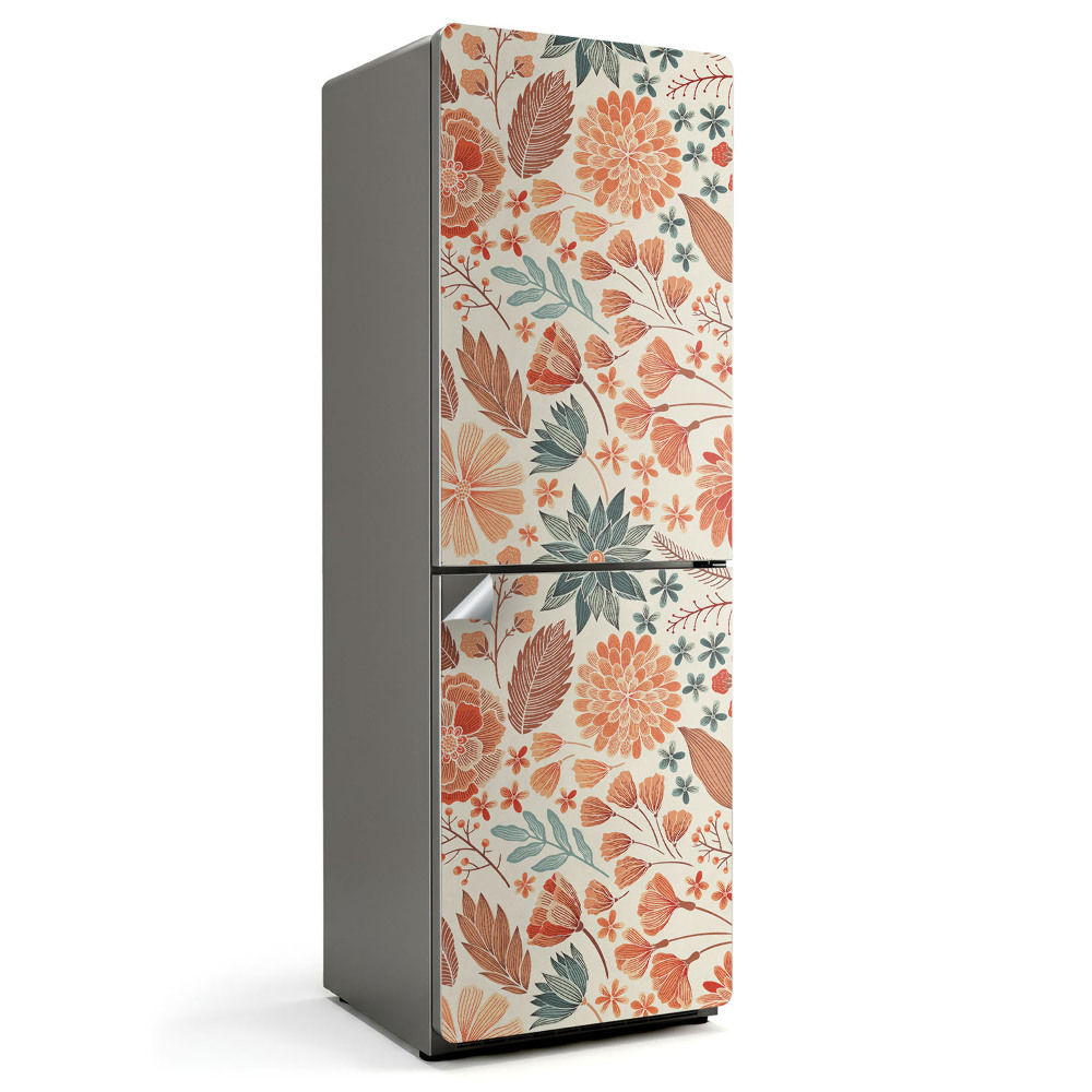 Nálepky na chladničku Květinový vzor s listy