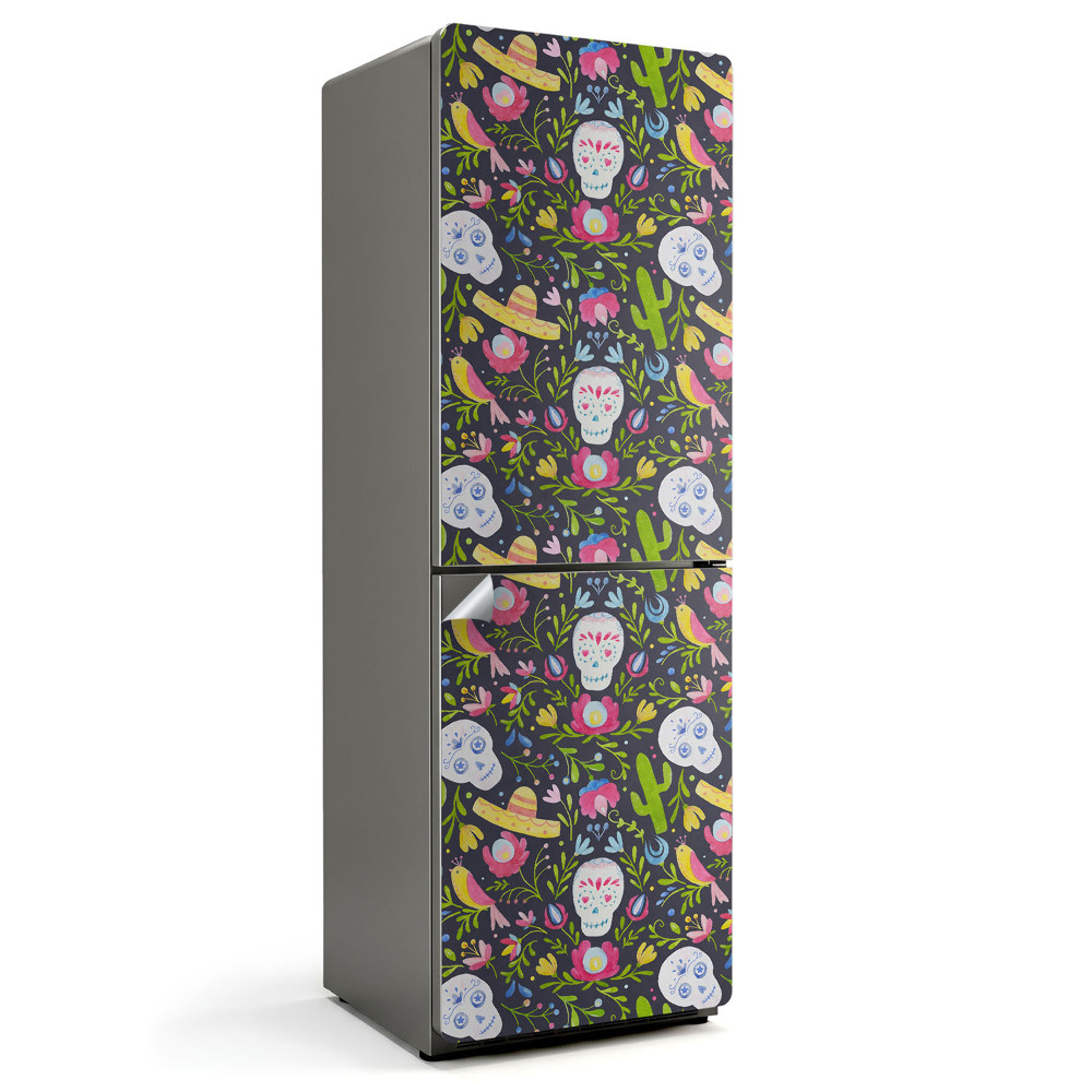 Nálepky na chladničku Vzorek lebek a rostlin