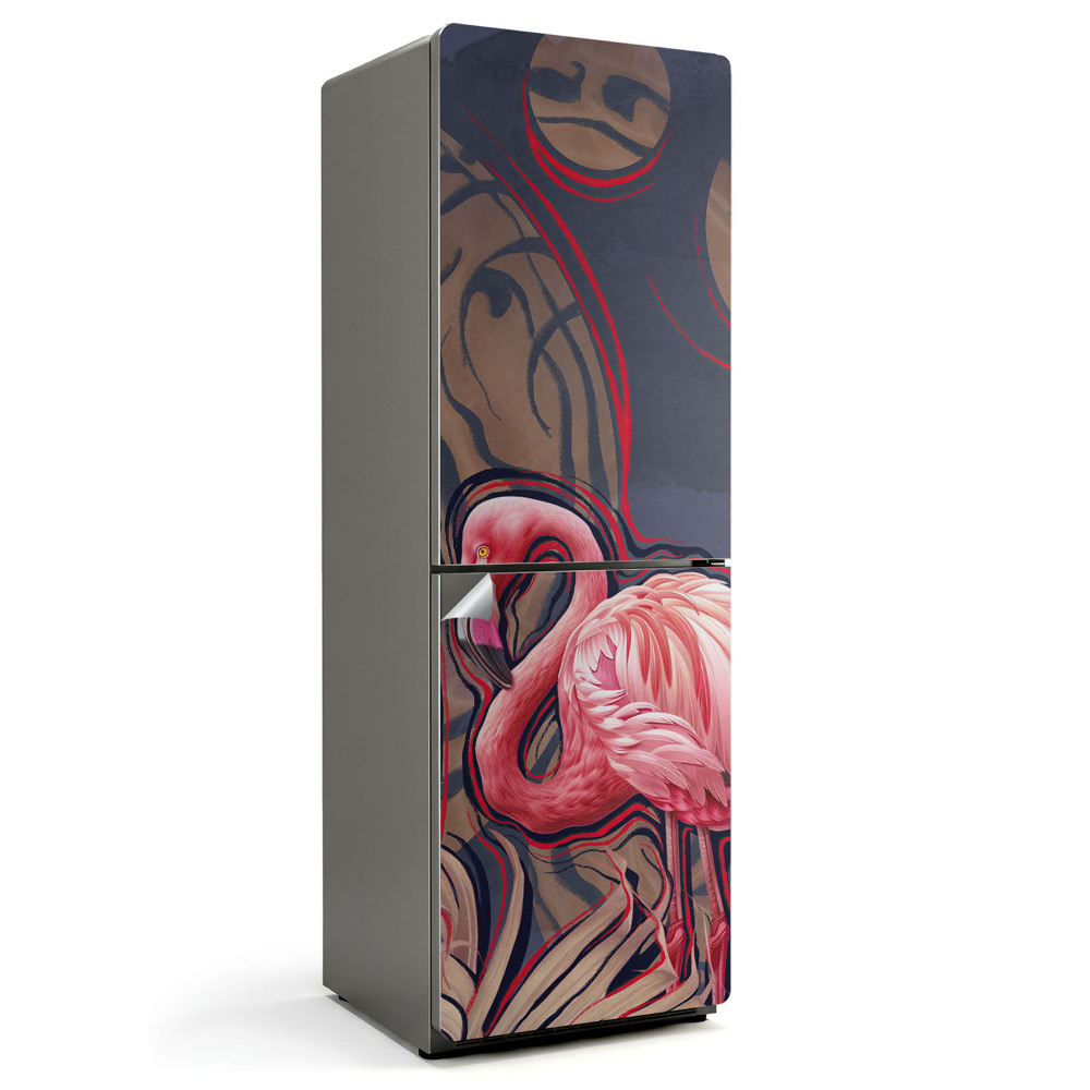Fototapeta na chladničku Flamingo v tropickém stylu