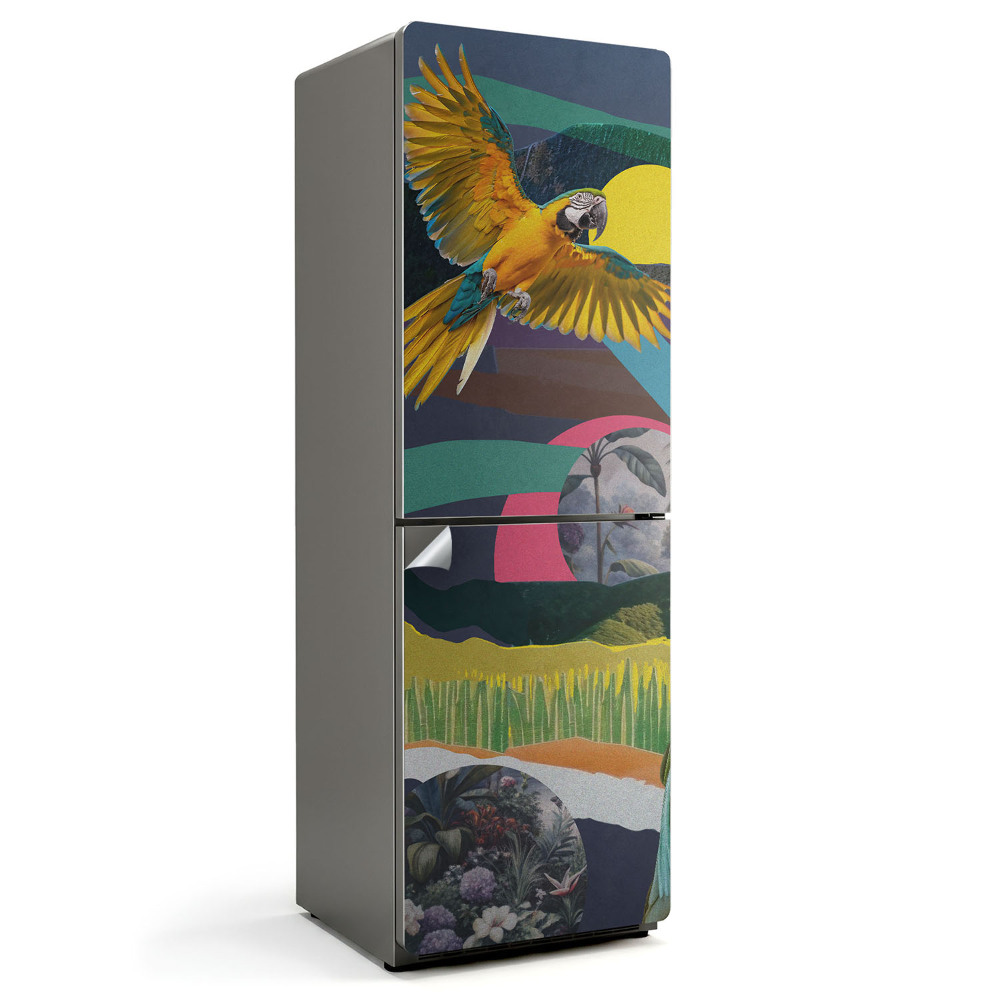 Fototapeta na chladničku Vystřihován papoušek koláž