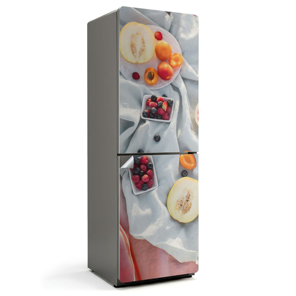 Fototapeta na chladničku Čerstvé ovoce na pozadí látky