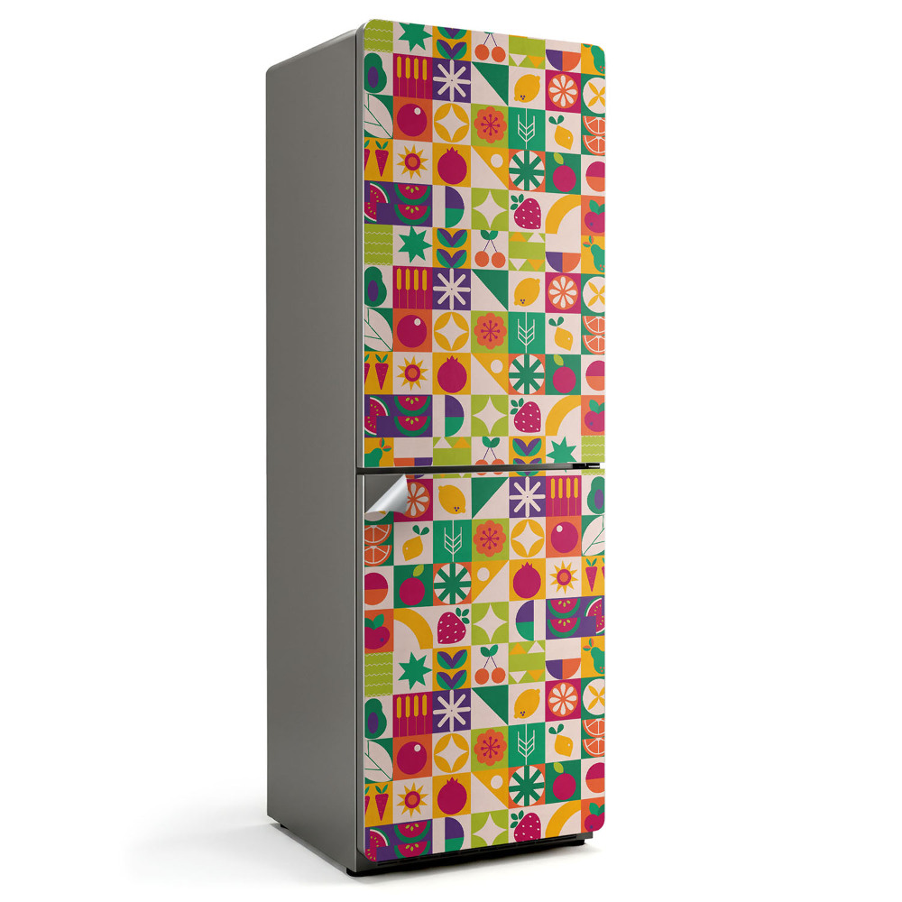 Nálepky na chladničku Barevný vzor s ovocem