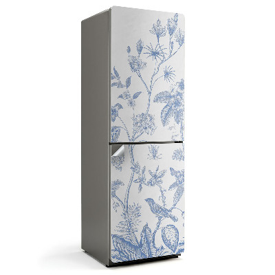 Nálepky na chladničku Květinové ilustrace s ptáky