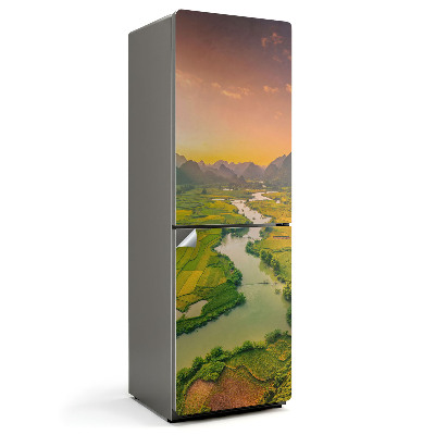 Nálepky na chladničku Pohled shora na pole a řeku