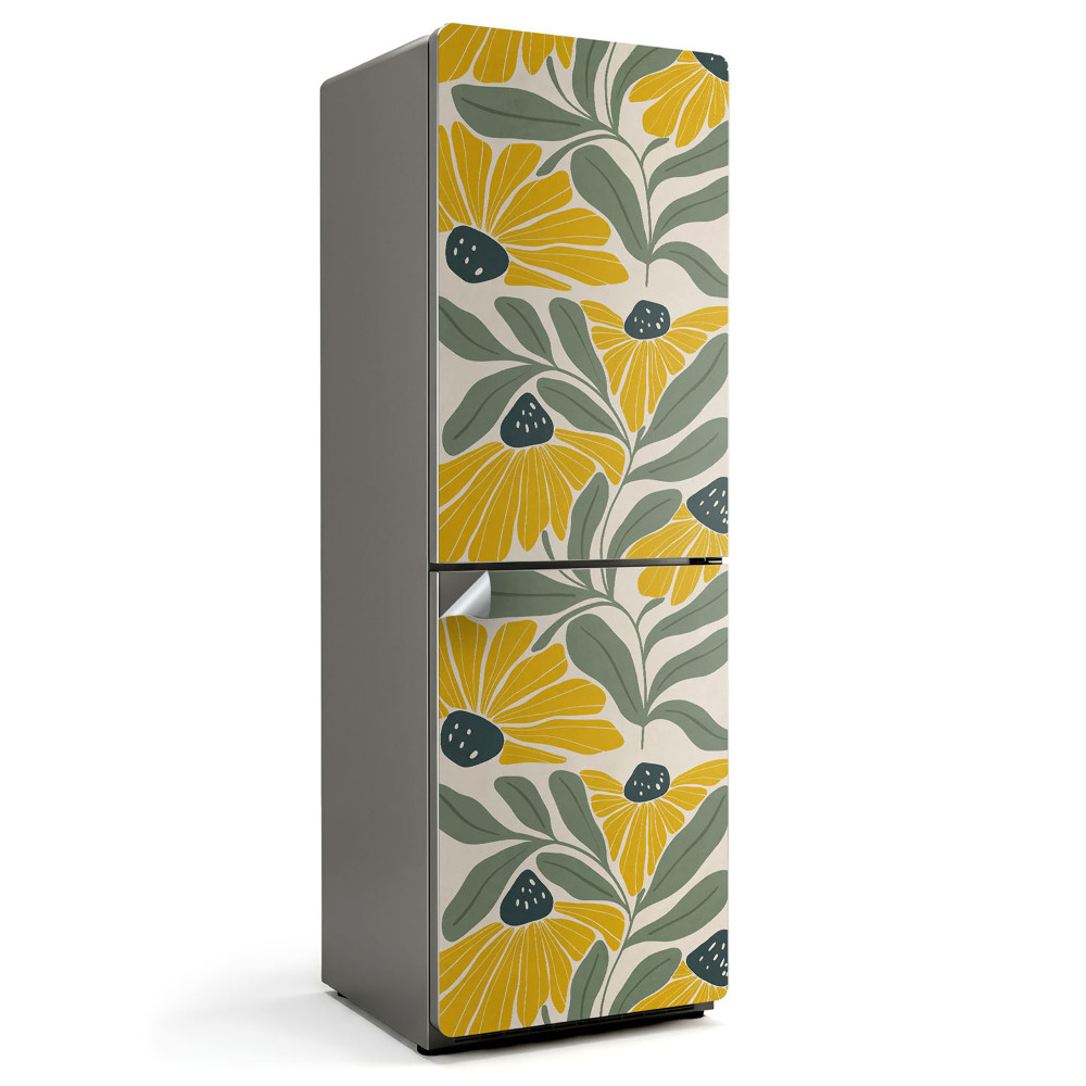 Fototapeta na chladničku Vzor s květy a listy