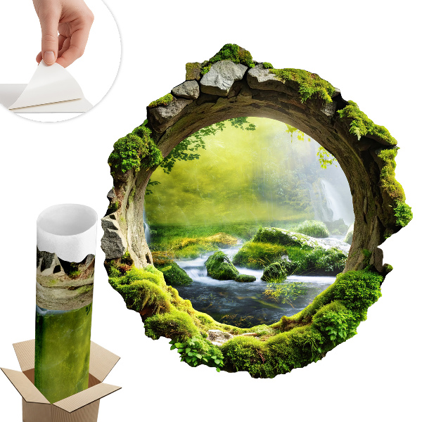 Fototapeta díra ve zdi 93x100 Zelená země