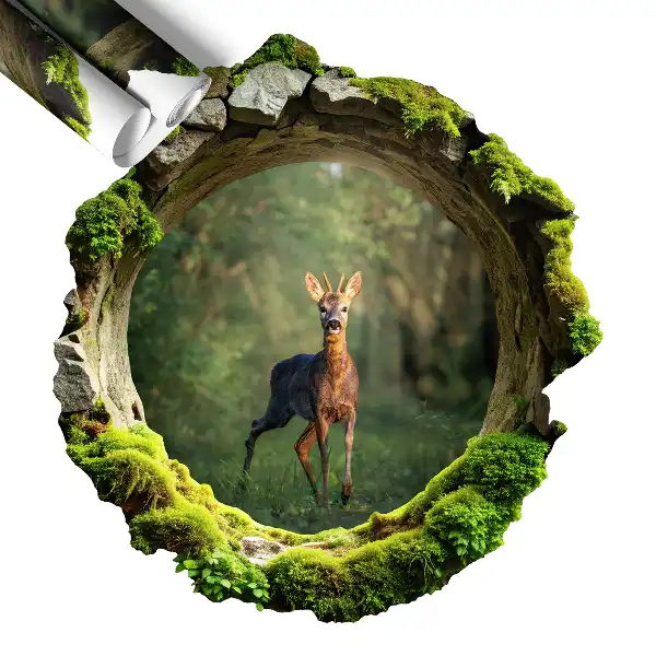 Fototapeta díra ve zdi 93x100 Lesní idyla