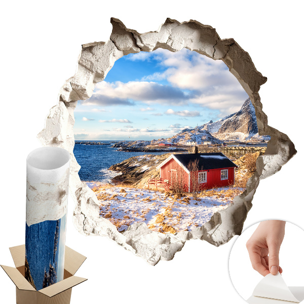 Fototapeta díra ve zdi 100x95 Zimní krajina