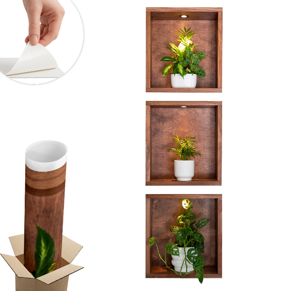 3D samolepka na zeď 37x130 Rostlinné výklenky