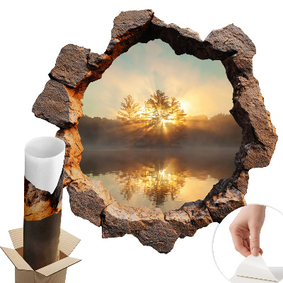 Fototapeta díra ve zdi 130x129 Krajina skrz skály