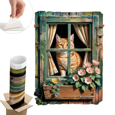 Fototapeta okno 3D 97x130 Kotě v okně