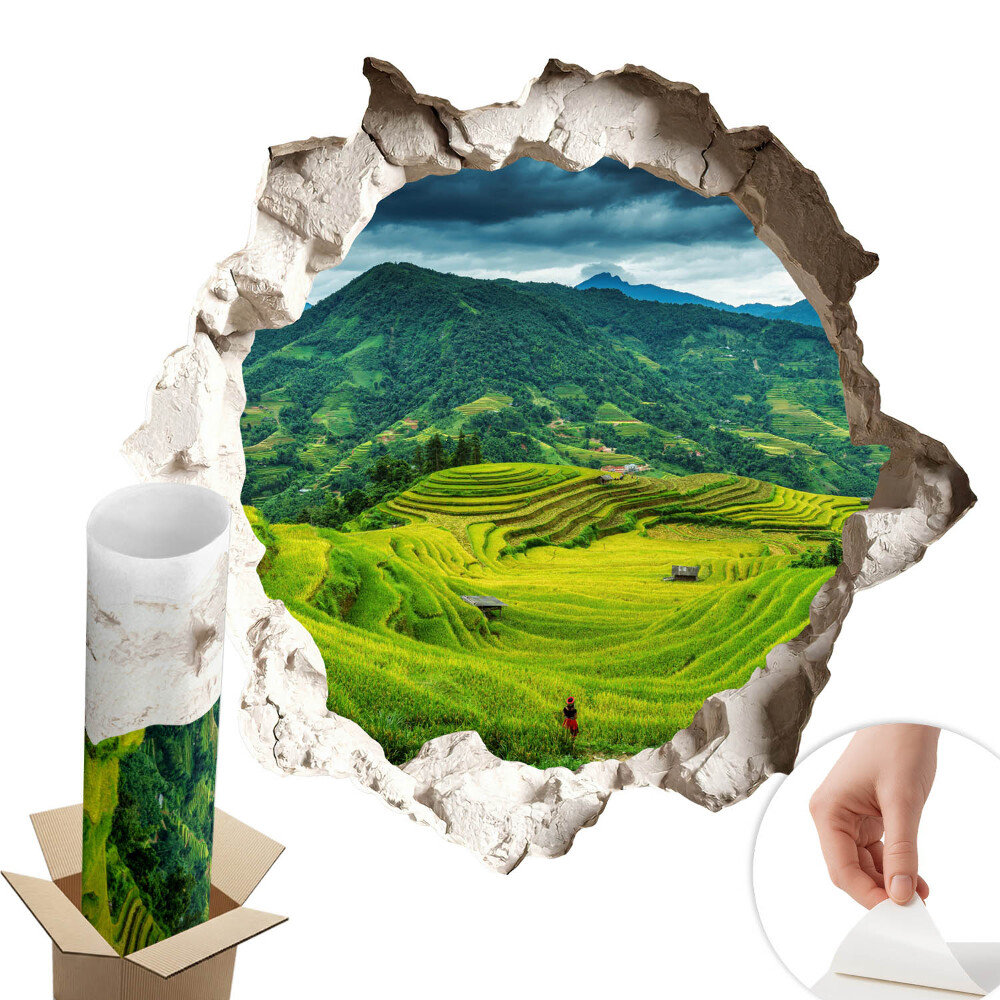 Fototapeta díra ve zdi 130x123 Zelené terasy