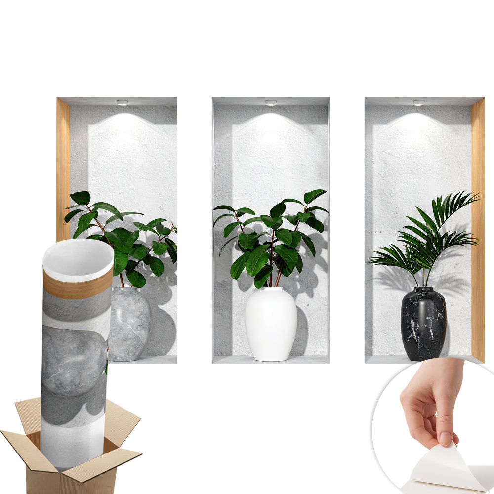 3D samolepka na zeď 130x81 Rostlinné výklenky