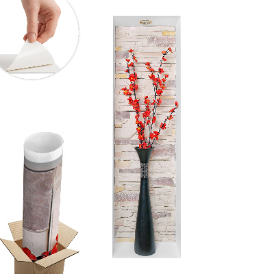 3D samolepka na zeď 38x130 Květiny a kameny