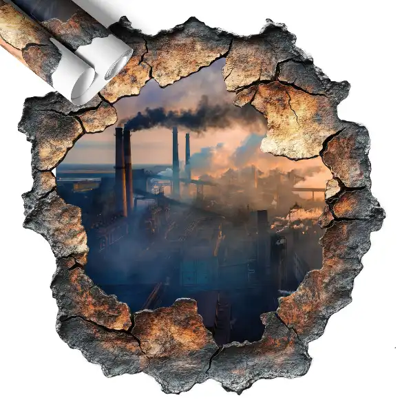 3D nálepka na zeď 58x60 Průmyslová krajina