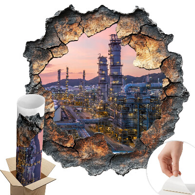 3D samolepka díra 58x60 Rafinérské věže