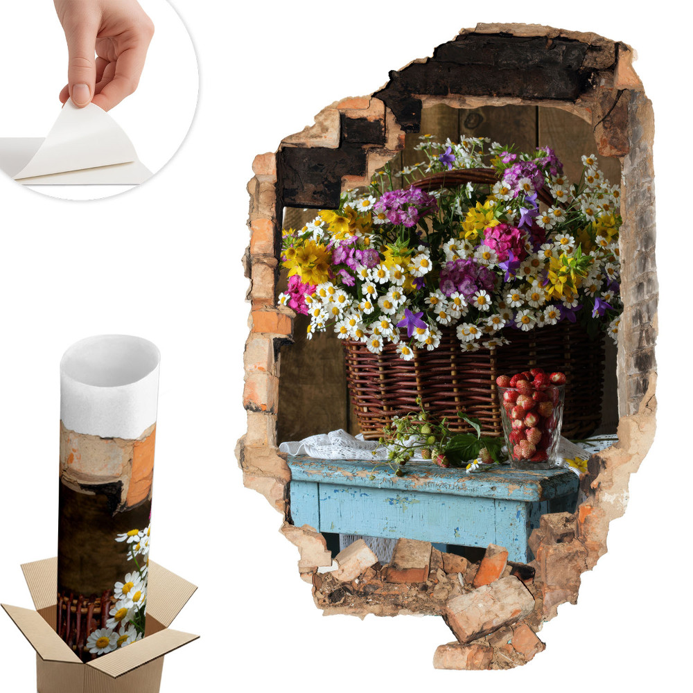 3D samolepka díra 40x60 Rustikální kouzlo