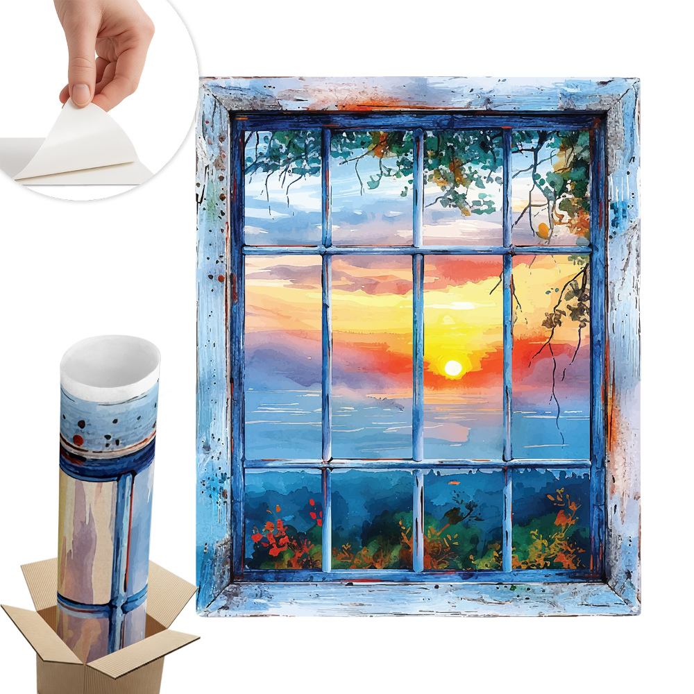 Samolepicí tapeta okno 49x60 Okno na západ