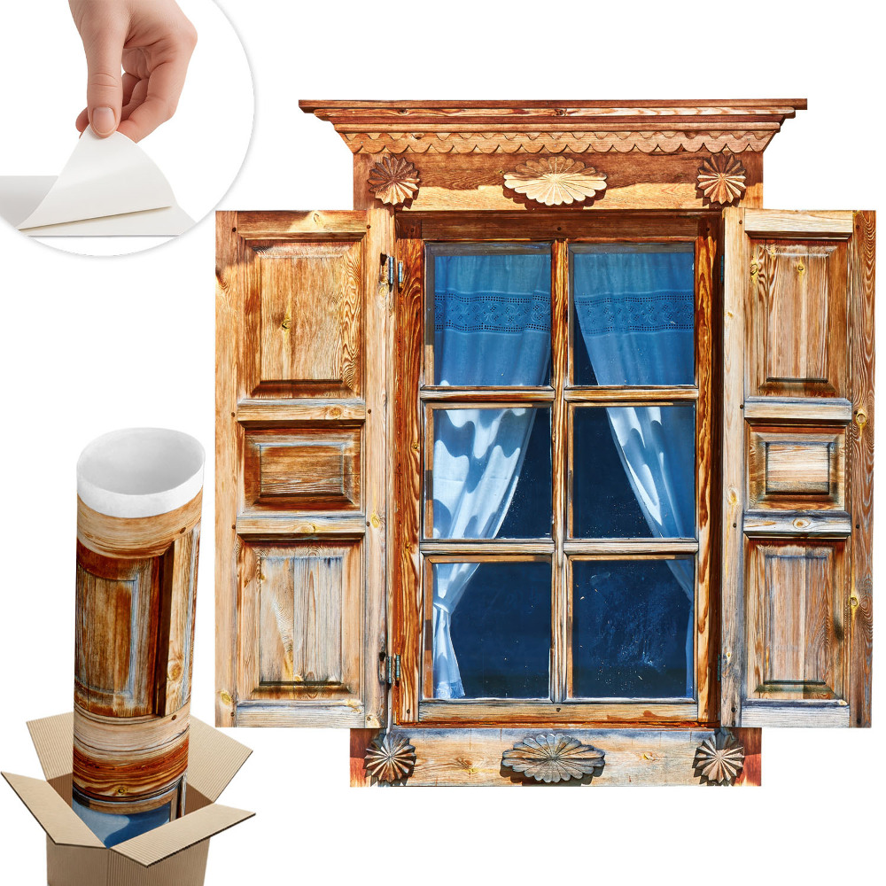 Samolepicí tapeta okno 58x60 Rustikální okno