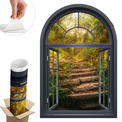 Samolepicí tapeta okno 41x60 Lesní okno