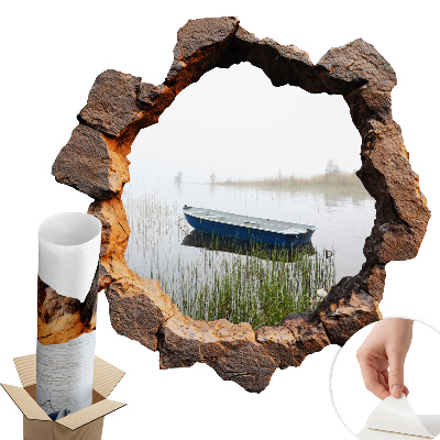 3D samolepka díra 60x60 Kamenné jezero