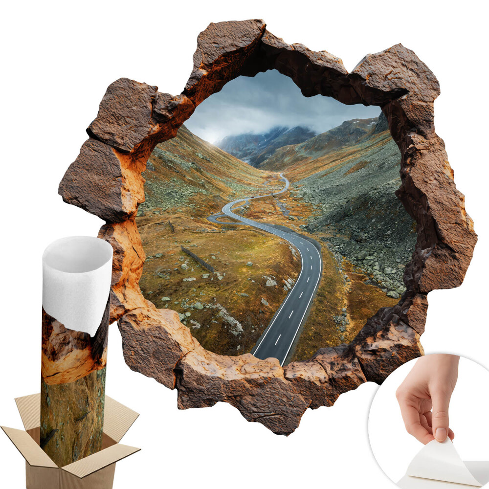 3D samolepka díra 60x60 Horská túra