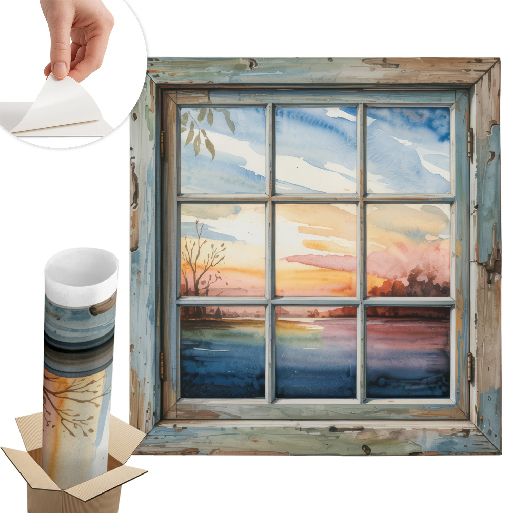 Samolepicí tapeta okno 56x60 Akvarely oken