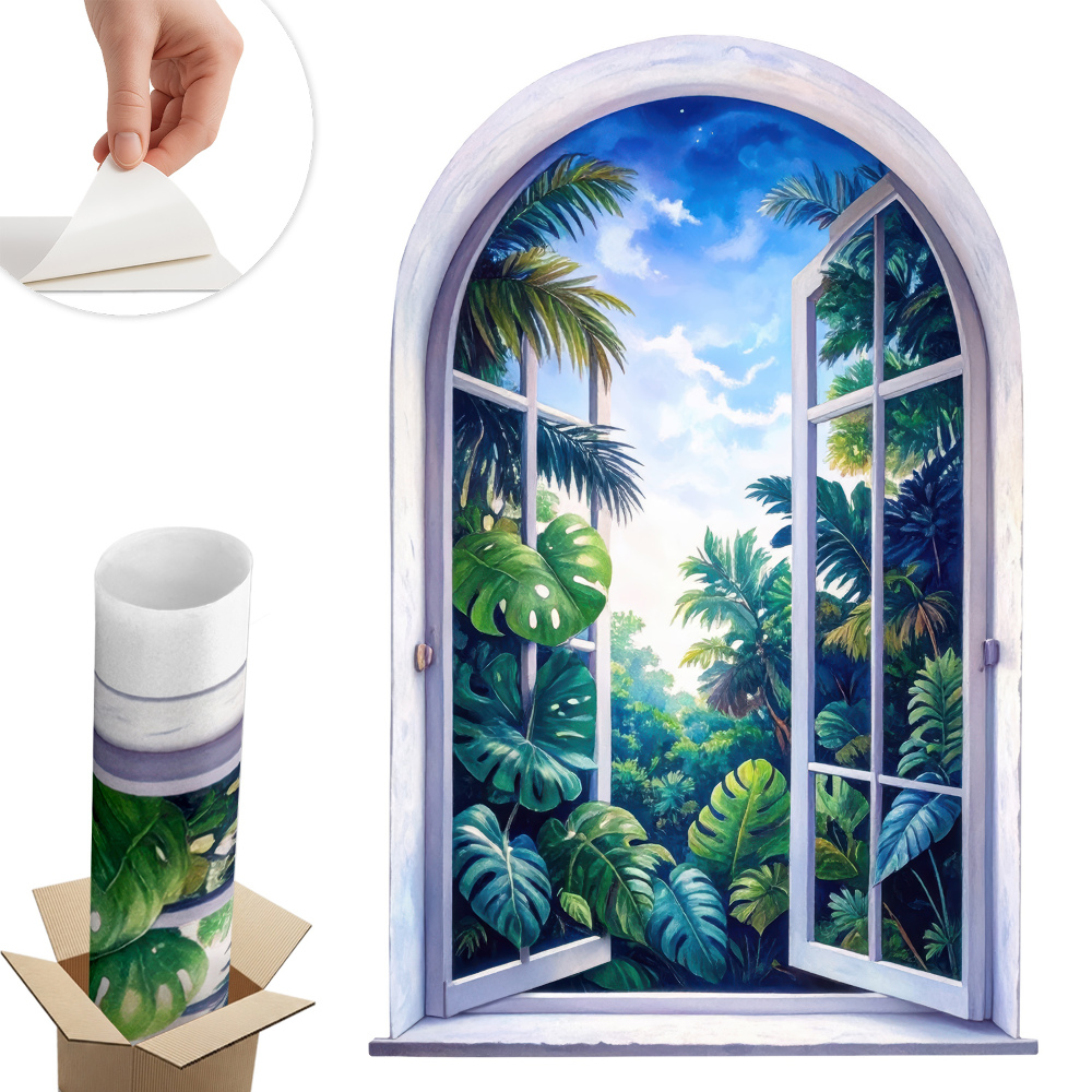 Samolepicí tapeta okno 40x60 Tropický výhled