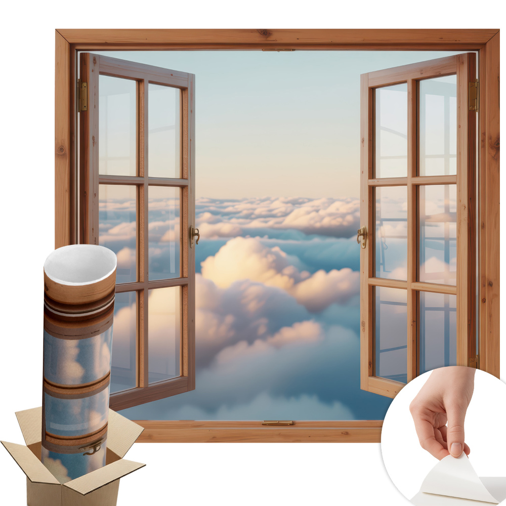 Samolepicí tapeta okno 60x56 Mraky na obloze