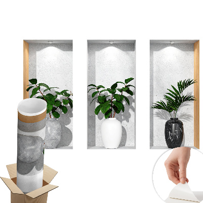 3D nálepka na zeď 60x37 Rostlinné výklenky
