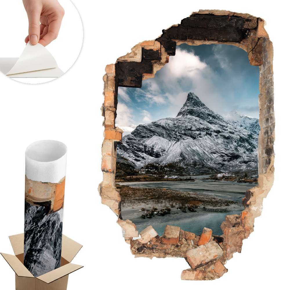 3D samolepka díra 53x80 Horské panorama