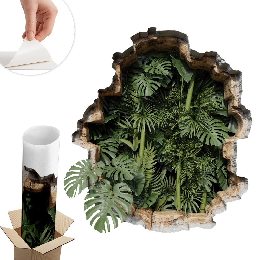 3D samolepka díra 73x80 Tropická příroda