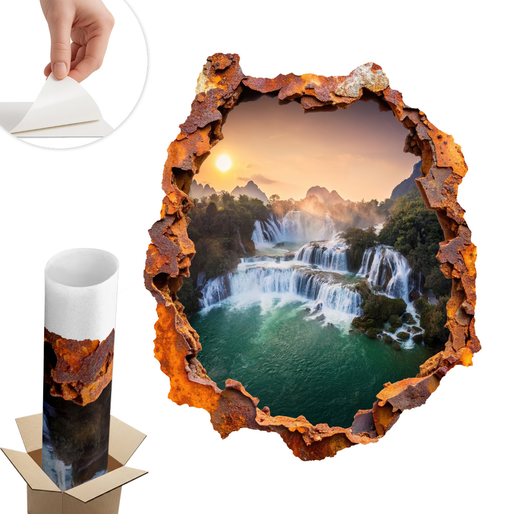 3D samolepka díra 66x80 Přírodní panorama