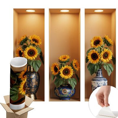 3D nálepka na zeď 80x73 Kytice slunečnic