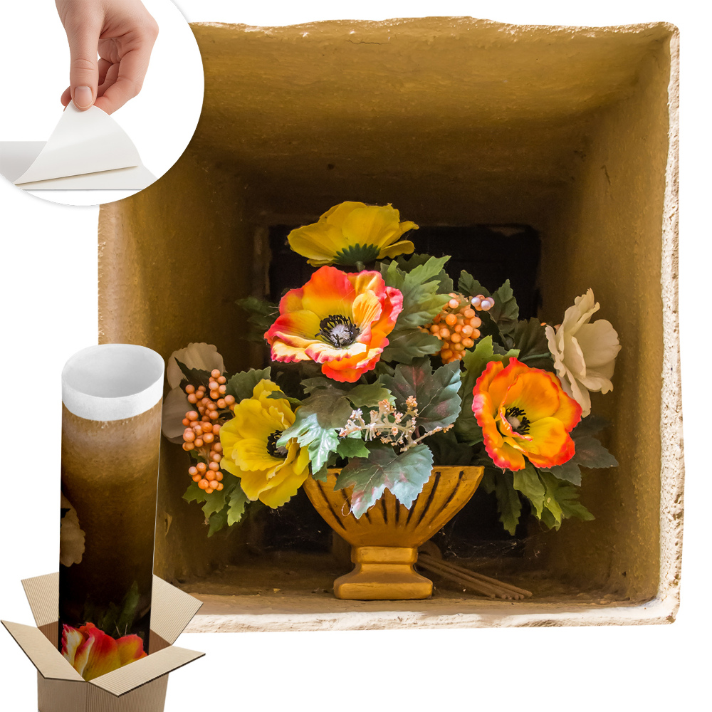 3D nálepka na zeď 76x80 Váza s květinami