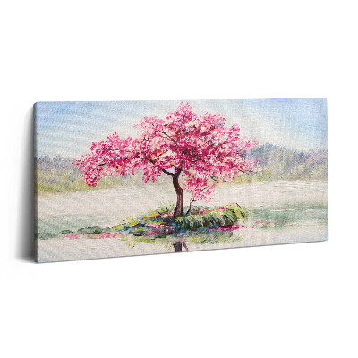 Obraz z fotografie na plátně 100x50 cm Mozaika zobrazující kvetoucí strom milenců