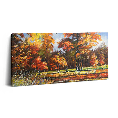 Obraz na plátně 100x50 cm Malovaný podzim a řeka