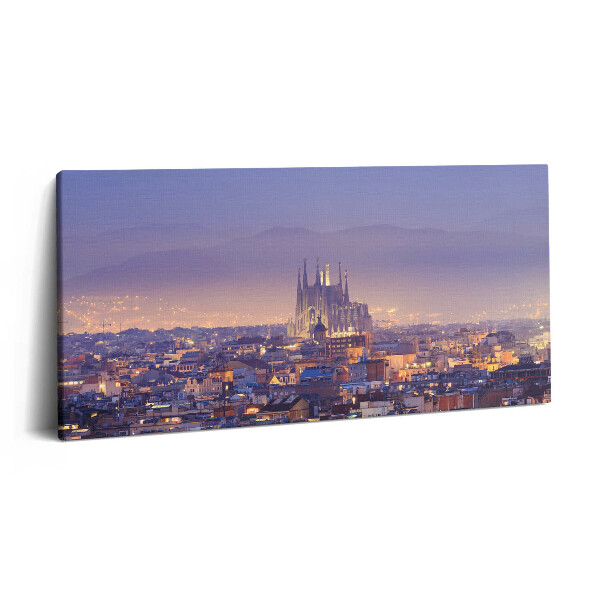 Obraz canvas 100x50 cm Pohled na Barcelonu a chrám Sagrada v noci