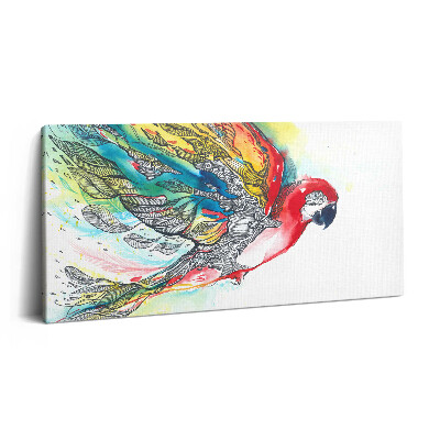 Obraz na plátně 100x50 cm Barevný akvarel papouška v letu