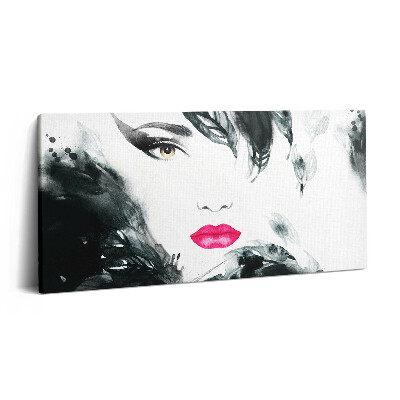 Obraz z fotografie na plátně 100x50 cm Portrét ženy s červenými rty