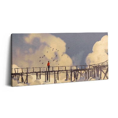 Obraz z fotografie na plátně 100x50 cm Muž na starém mostě