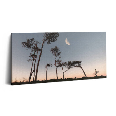 Obraz na plátně 100x50 cm Půlměsíc a stromy
