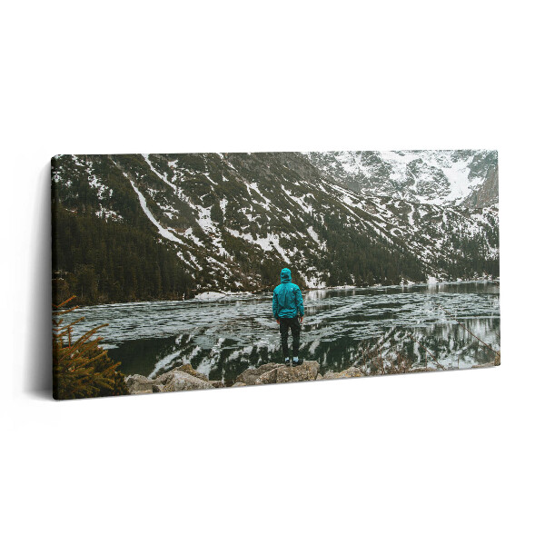 Obraz z fotografie na plátně 100x50 cm Jezero Morskie Oko v zimě