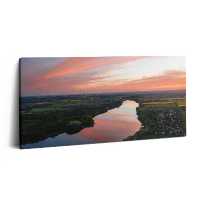 Obraz z fotografie na plátně 100x50 cm Letecký pohled na jezero