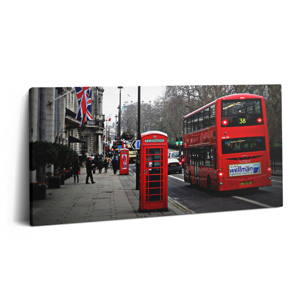 Obraz na plátně 100x50 cm Anglický autobus a telefonní budka