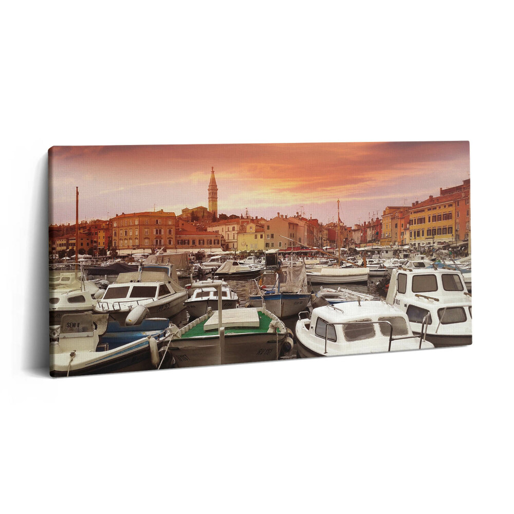 Obraz na plátně 100x50 cm Molo s loděmi v Chorvatsku